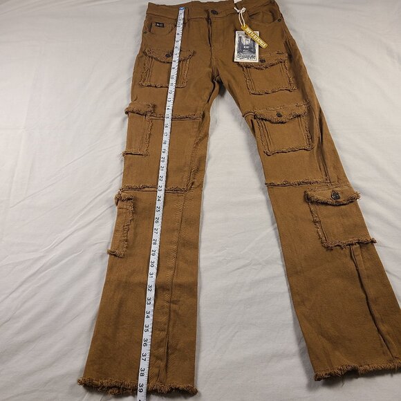 Brooklyn's Best Women's 14 Cargo Pants Fringed Pockets Brown - Picture 11 of 13